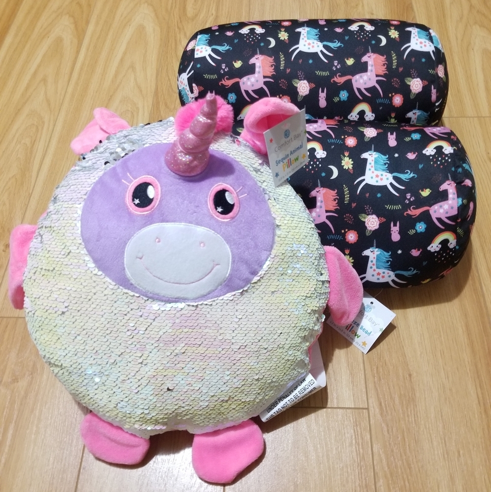 Unicorn Girls Room Decor Squish Pillow Bundle NWT